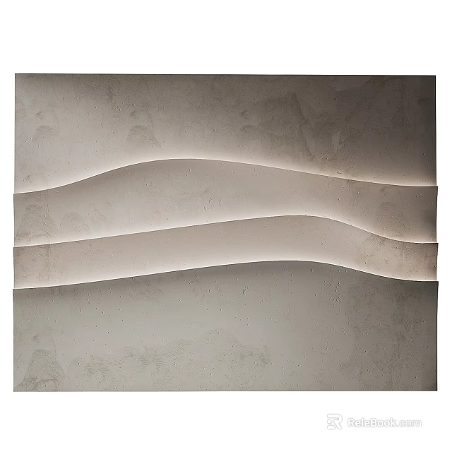 Modern Light Colored Upholstered Panel Design With Wave Pattern And Soft Smooth Texture 3d model