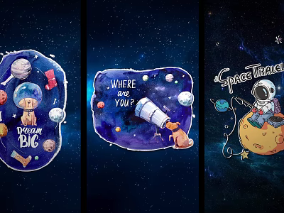 Space Themed Wall Decor With Dog Astronaut Telescope And Galaxy 3d model Space Themed Wall Decor With Dog Astronaut Telescope And Galaxy 3d model