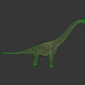 Rusty Brown Long Neck Dinosaur Model Standing With Raised Head On Gray Background
