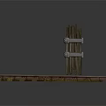 Rustic Wooden Architectural Fence Gate With Circular Design And Extended Wooden Track