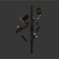 Detailed Modern Tactical Rifle With Scope Magazines Bullets And Ammunition Accessories
