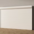 White Roller Shutter Installed On Gray Wall With Wooden Floor Interior