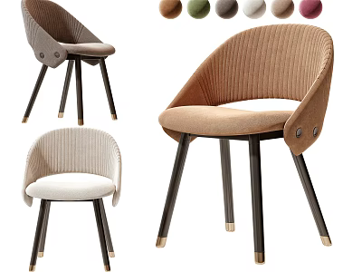 Modern Single Chair with Curved Backrest Knitted Fabric Black Legs and Multiple Colors 3d model
