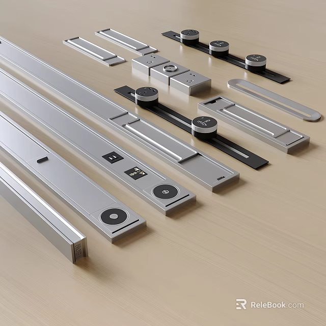Modern Metallic Hardware Components For Cabinetry Furniture 3d model 