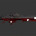 Large Sci Fi Watercraft With Military Style Deck And Red Accents