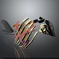 Motorcycle 3D Model With Assorted Colorful Detailed Components And Transparent Parts