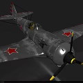 Vintage Gray Fighter Plane With Red Star Emblems On Wings And Propeller Details
