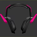 Gaming Headphones With Black Body Pink Accents Modern Design Reflective Finish Dark Background