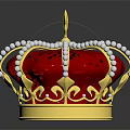 Luxurious Red Crown With Golden Trim And White Pearls For Fashion Accessories