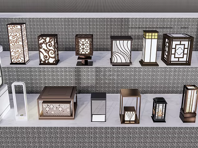 Assorted Outdoor Lights Featuring Intricate Patterns And Diverse Designs For Exterior Use 3d model