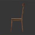 Wooden Dining Chair With Cross Back Design And Light Colored Padded Seat