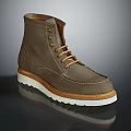Taupe Suede Lace Up Boots Featuring Brown Laces And White Rubber Sole Design