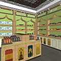 Elegant Specialty Store Interior With Decorative Ceiling Shelves Display Counter And Products