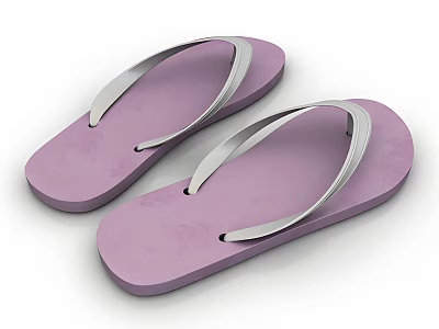 Purple Flip Flops With Silver Straps Comfortable Lightweight Summer Casual Shoes 3d model