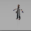 3D Biologist Character in White Lab Coat Purple Gloves Brown Bag Blue Jeans Red Sneakers