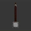 Fantasy Mythical Hammer With Brown Textured Handle And Silver Rune Metal Head