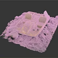 Small Boat Model Display With Stones And Label On Textured Base