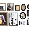 Collection of Framed Artworks With Various Shapes and Diverse Painting Themes