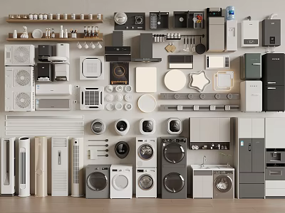 Modern household appliances combination 3d model