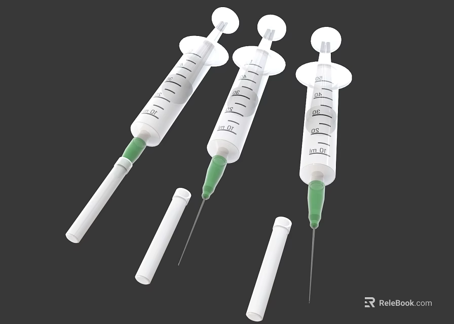 Essential Plastic Disposable Syringes with Sterile Needles for Home Medical Use 3d model 