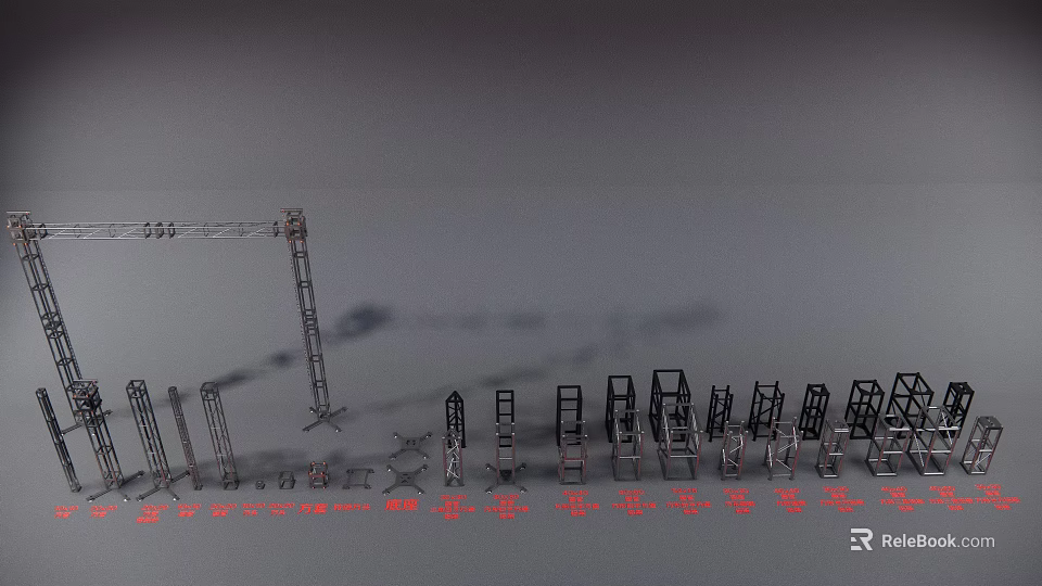Industrial Equipment With Crane Metal Frames Mechanical Parts And Heavy Machinery Tools 3d model 