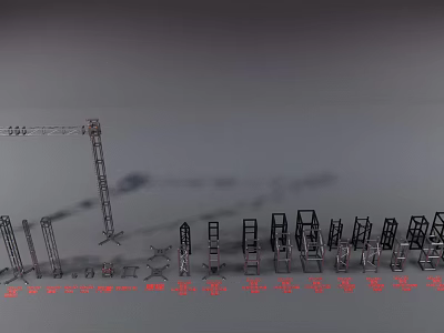 Industrial Equipment With Crane Metal Frames Mechanical Parts And Heavy Machinery Tools 3d model