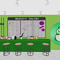 Green Bubble Tea Shop Interior With Snowman Logo Drink Menu And Seating Area