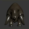 Realistic 3D Rhinoceros Model With Brownish Red Skin And Large Horns