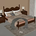Double bed carpet bedside table 3d model