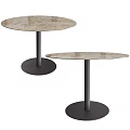 Modern Round Side Tables With Marble Textured Top And Black Metal Legs