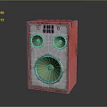 Pink Vintage Electronic Audio Speaker With Three Drivers And Retro Design 3d model