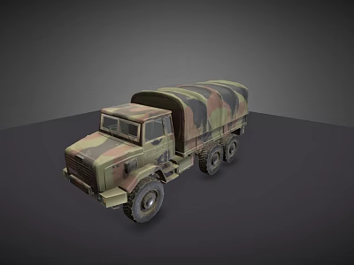 Military Camouflage Transport Truck With Covered Cargo Bed And Heavy Duty Design 3d model