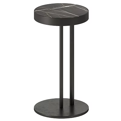 Modern Round Side Table With Slim Black Metal Legs And Stable Base 3d model