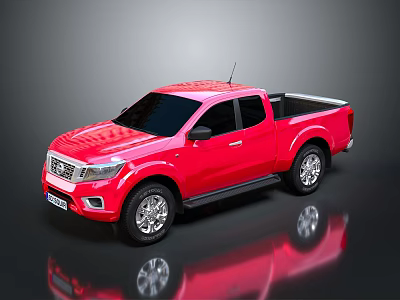 Red Pickup Truck With Modern Design Shiny Exterior And Utility Bed 3d model