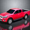 Red Pickup Truck With Modern Design Shiny Exterior And Utility Bed