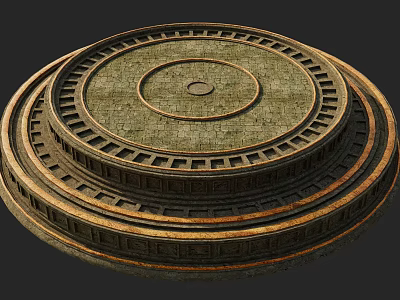 Functional Desk With Vintage Circular Multi Tiered Stone Texture Design 3d model
