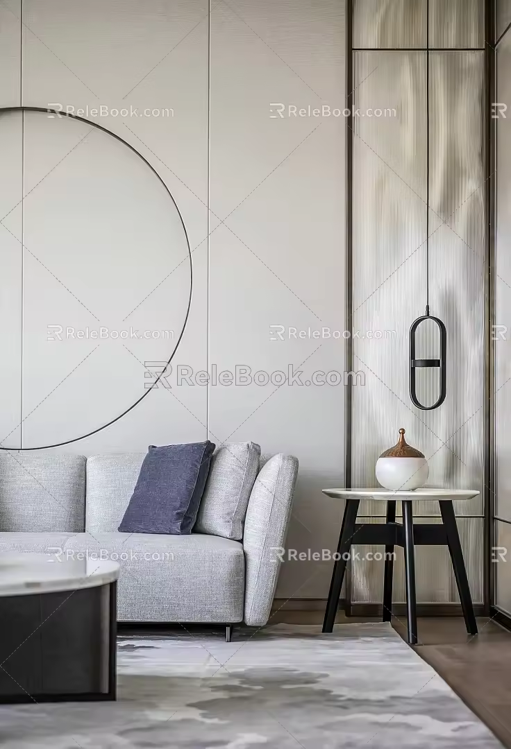 Modern side table double sofa 3d model