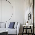 Modern side table double sofa 3d model