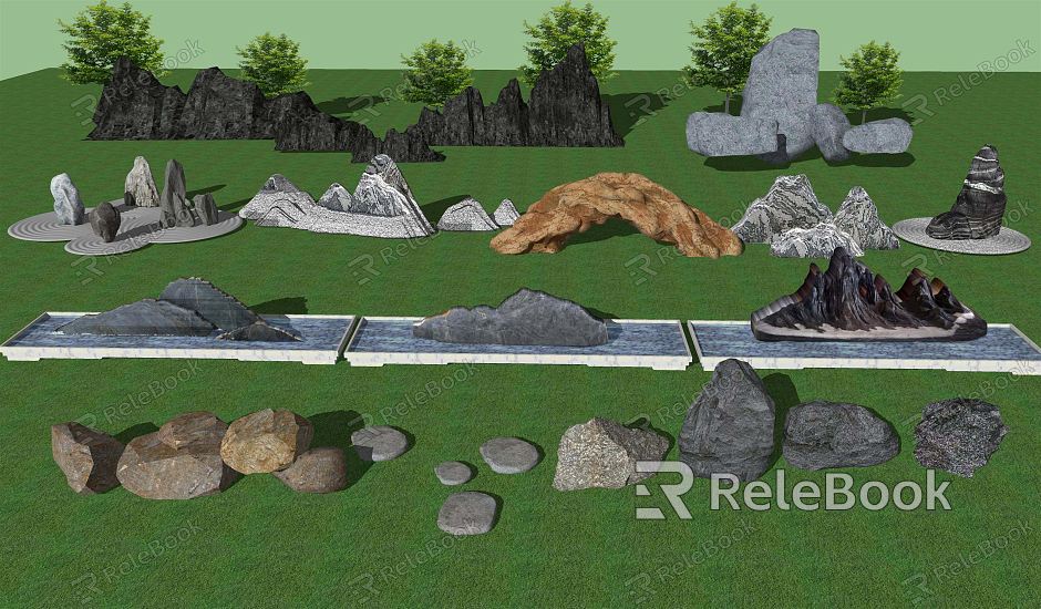 Modern Stone Stone Landscape Stone Combination model