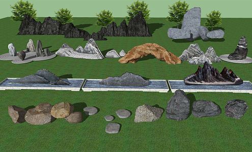 Modern Stone Landscape Stone Combination 3d model