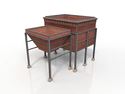 Industrial Storage Containers With Metal Frames Rectangular Bodies Sturdy Legs For Material Handling 3d model