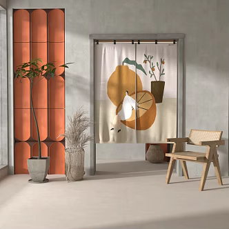 Modern Door Curtain Decoration 3d model