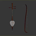 Traditional Chinese Pipa And Erhu Musical Instruments With Red Wooden Body Tuning Pegs And Bow