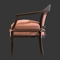 Cozy Single Sofa With Wooden Armrests Light Orange Cushion And Ribbon Ties