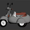 Vintage Gray Scooter with Red Seat Windshield and Side Mirrors Classic Design