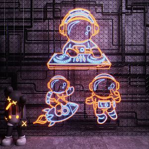 Industrial LOFT Decorative Light Astronaut Neon Light 3d model