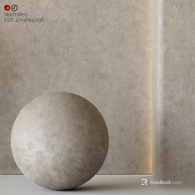 Minimalist Interior Design With Light Gray Spherical Component And Textured Wall 3d model 