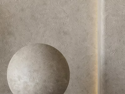 Minimalist Interior Design With Light Gray Spherical Component And Textured Wall 3d model
