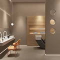 Elegant Warm Tone Beauty Salon Interior Design With Comfortable Waiting And Professional Consultation Area