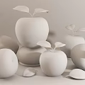 Fresh Green Apples and Red Peaches with Leaves on Wooden Table